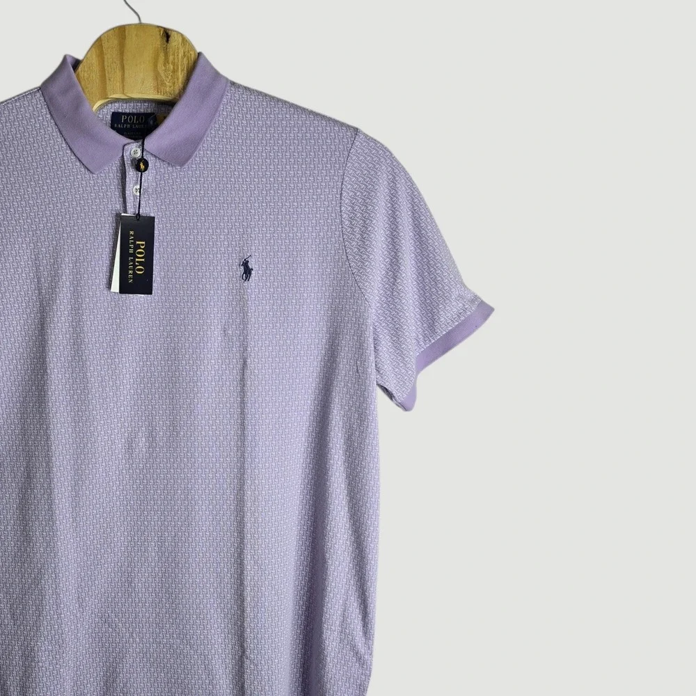 Polo Ralph Lauren Mens Classic Fit Stretch‎ Mesh Polo Shirt XXL Purple Patterned